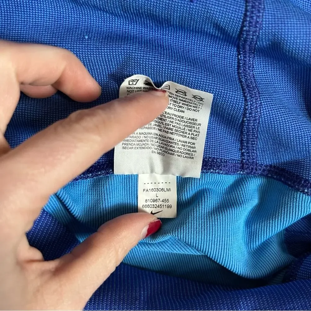 Nike Blue High Rise Leggings Womens L Large Crop Capri Compressive Style 810967